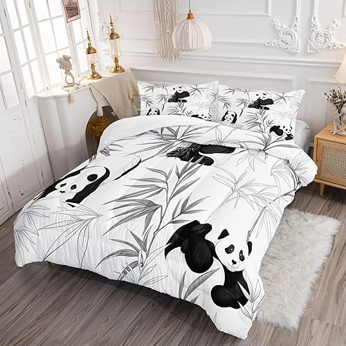 Miniatura 168 de CVHOUSE Juego de ropa de cama con diseño de panda, juego de edredón individual con panda y 2 fundas de almohada, lindo juego de colcha kawaii