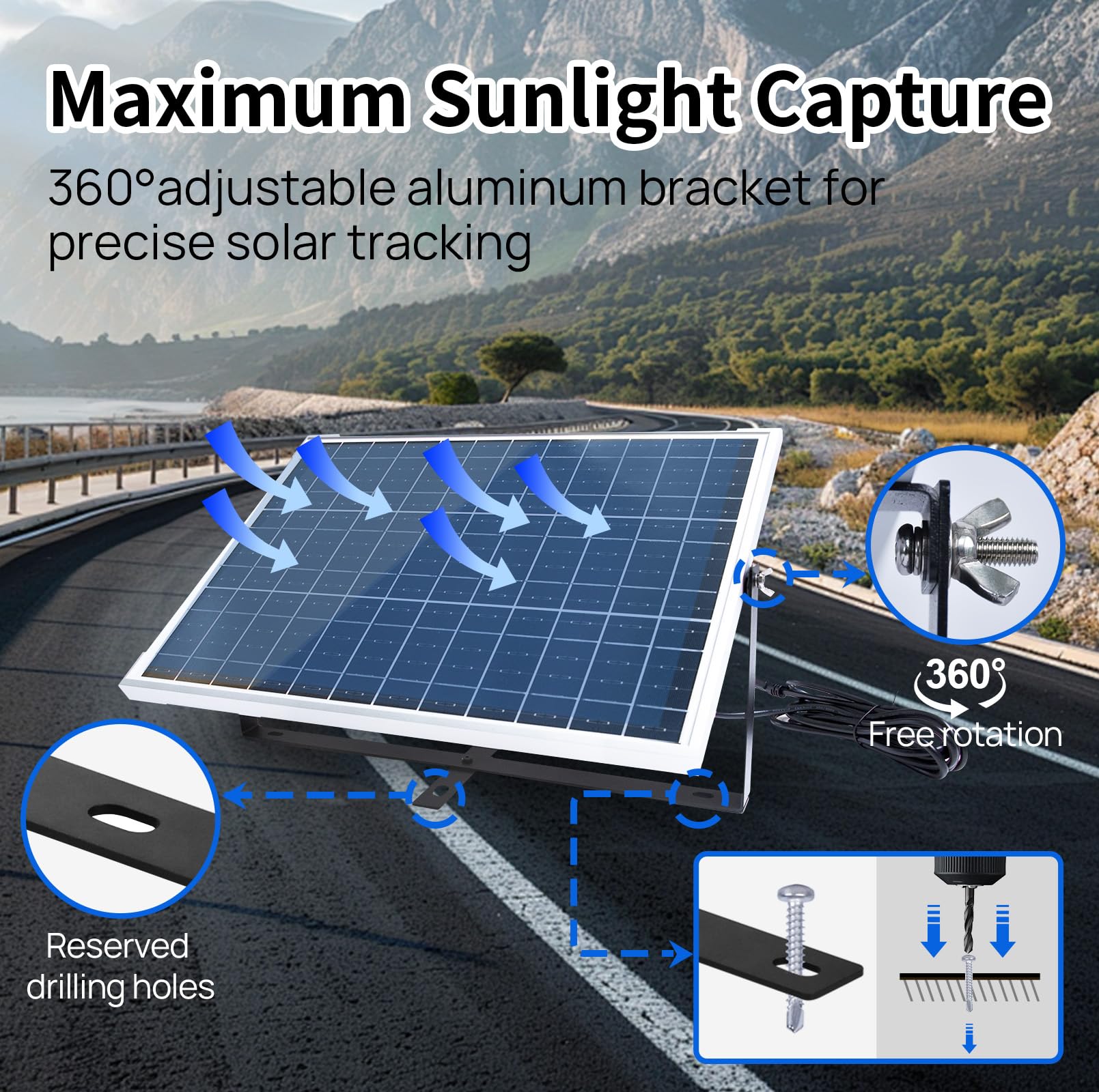 ECO-WORTHY Monokrystaliczny moduł solarny 25 W, 12 V, zestaw paneli słonecznych: panel słoneczny 25 W + regulowany uchwyt + kabel przyłączeniowy SAE + regulator ładowania do ogrodu, domku i łodzi