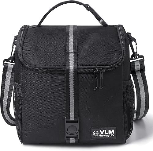 VLM Bolsas de almuerzo para mujer, lonchera floral aislada a prueba de fugas con correa ajustable para el hombro, reutilizable, con cremallera, para