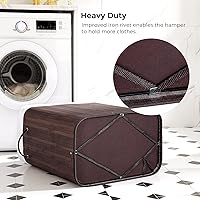 Vista 7 de SONGMICS Cesta de lavandería con tapa, cesta de lavandería de bambú con asas, cesta de almacenamiento plegable para lavandería, dormitorio, 100