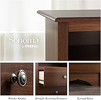 Vista 100 de Prepac Cómoda rústica estilo casa de campo, cómoda negra para dormitorio, cómoda con 5 cajones de 18.5 pulgadas de profundidad x 27.5 pulgadas