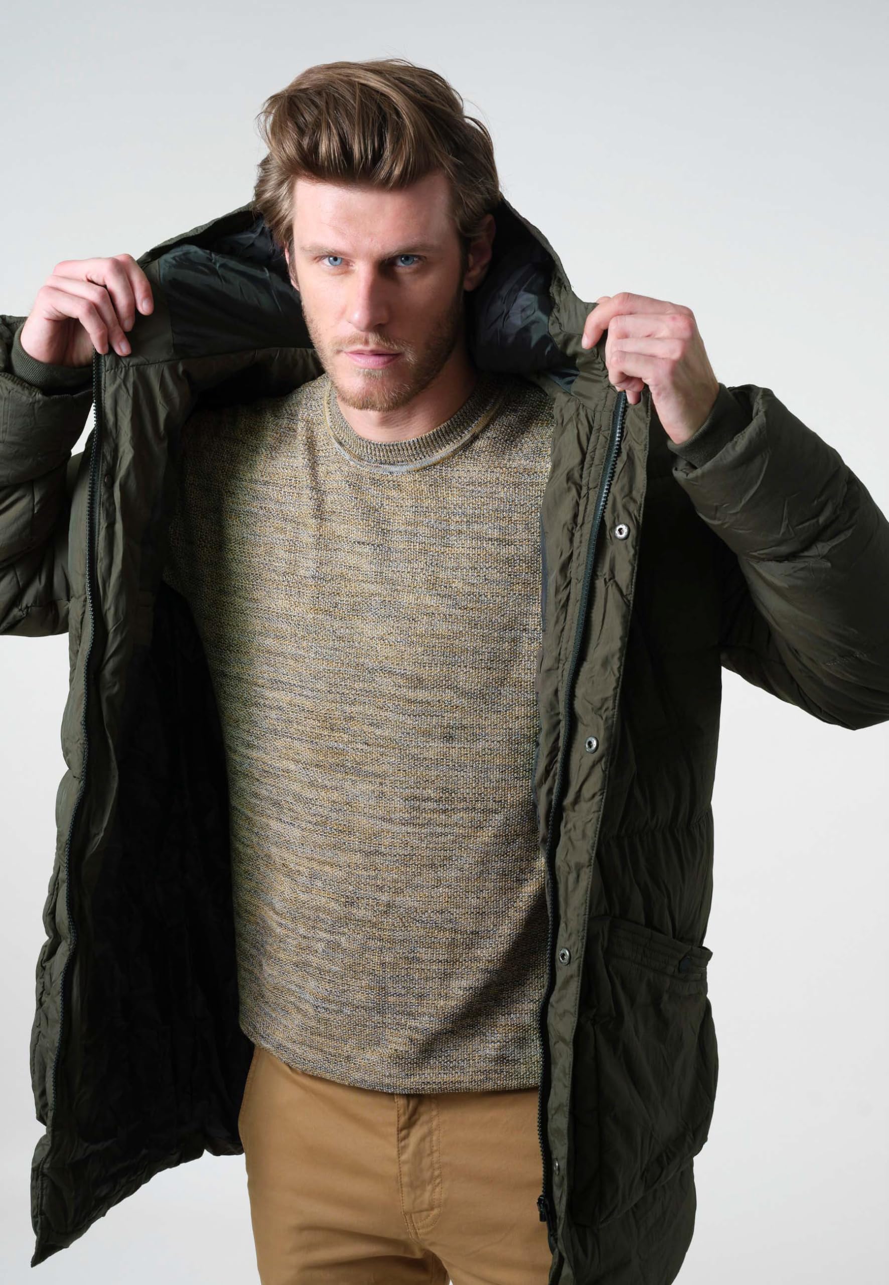 Deeluxe STARLING Dark Khaki M - Giacca da uomo con cappuccio da uomo con cappuccio, Khaki scuro, M