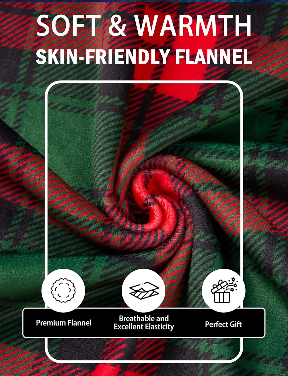 Mens Christmas Pajamas Pants Plaid Flannel Pjs Bottom with Pockets M-XXL - Image 5