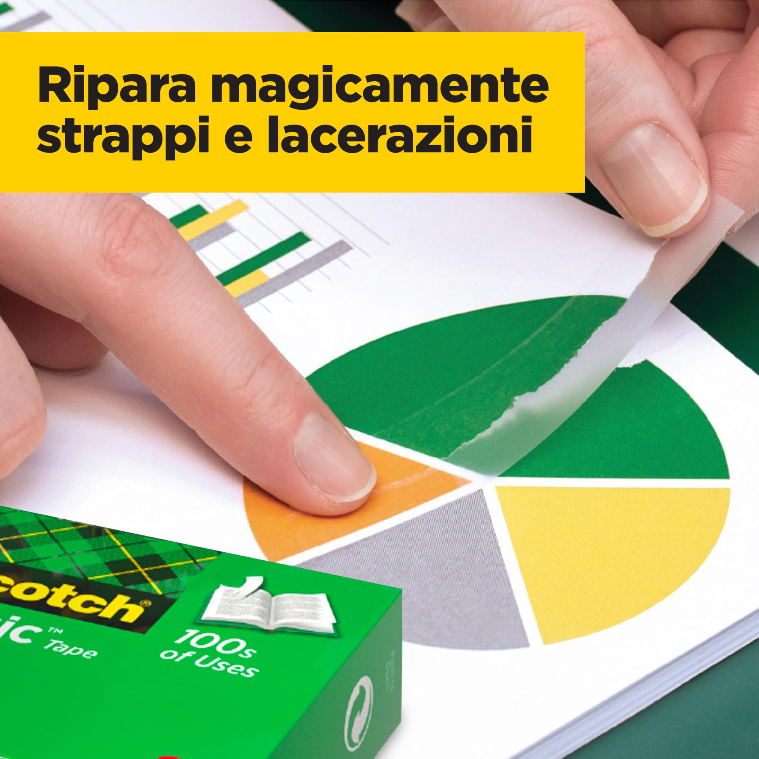 Scotch Nastro adesivo Magic - 16 Rotoli 19 mm x 33 m + Dispenser argento - Nastro Trasparente Opaco e Scrivibile Ottimo per Casa, Ufficio e Scuola