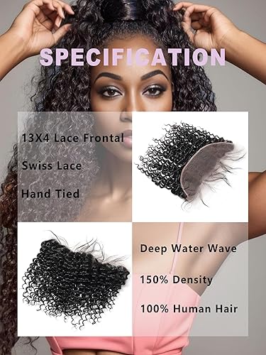 Miniatura 2 de Encaje frontal HD 13x4, cierre frontal de encaje de onda profunda, cabello humano prearrancado 100% cabello humano virgen de oreja a oreja HD