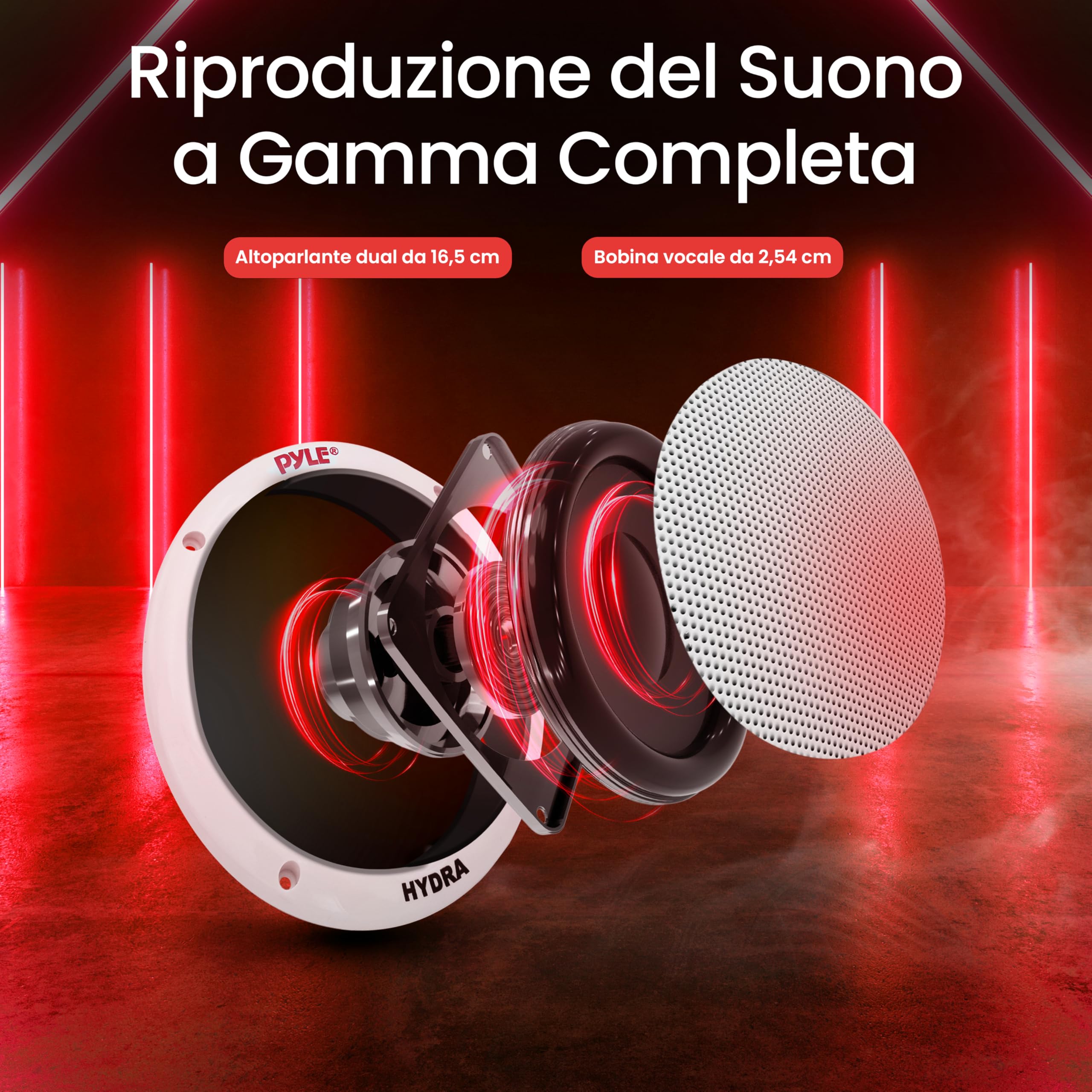Pyle Altoparlanti Marini 16,5 cm 2 Vie, Casse Audio Impermeabili Resistenti alle Intemperie, Sistema Stereo Esterno 400 Watt, Casse Cono in Polipropilene e Gomma Butilica, Speaker 1 Coppia Bianco