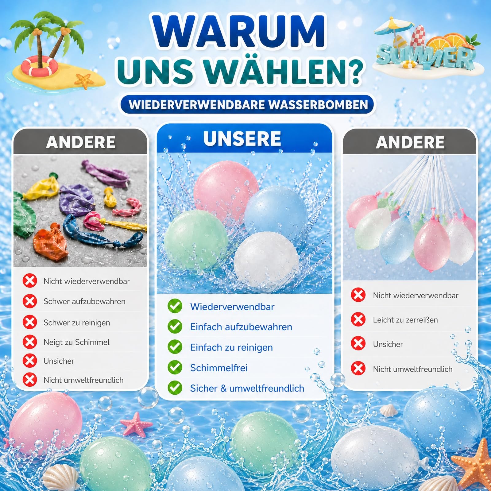 Bomba de Agua Reutilizable, 30 Piezas de Globos De Agua de Silicona, Llenado RáPido, Para La Fiesta de Verano, Lucha Contra El Agua, Piscina, Fiesta de JardíN, Playa