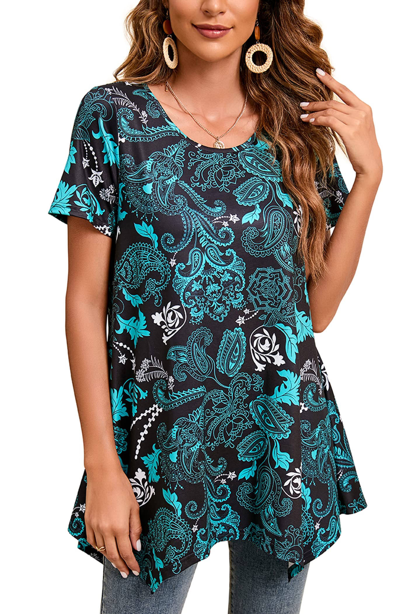 Enmain Camiseta Mujer Manga Larga Túnica Blusa Cuello Redondo 3/4 Manga Larga T-Shirt Casual Camisetas para Mujeres y Chicas