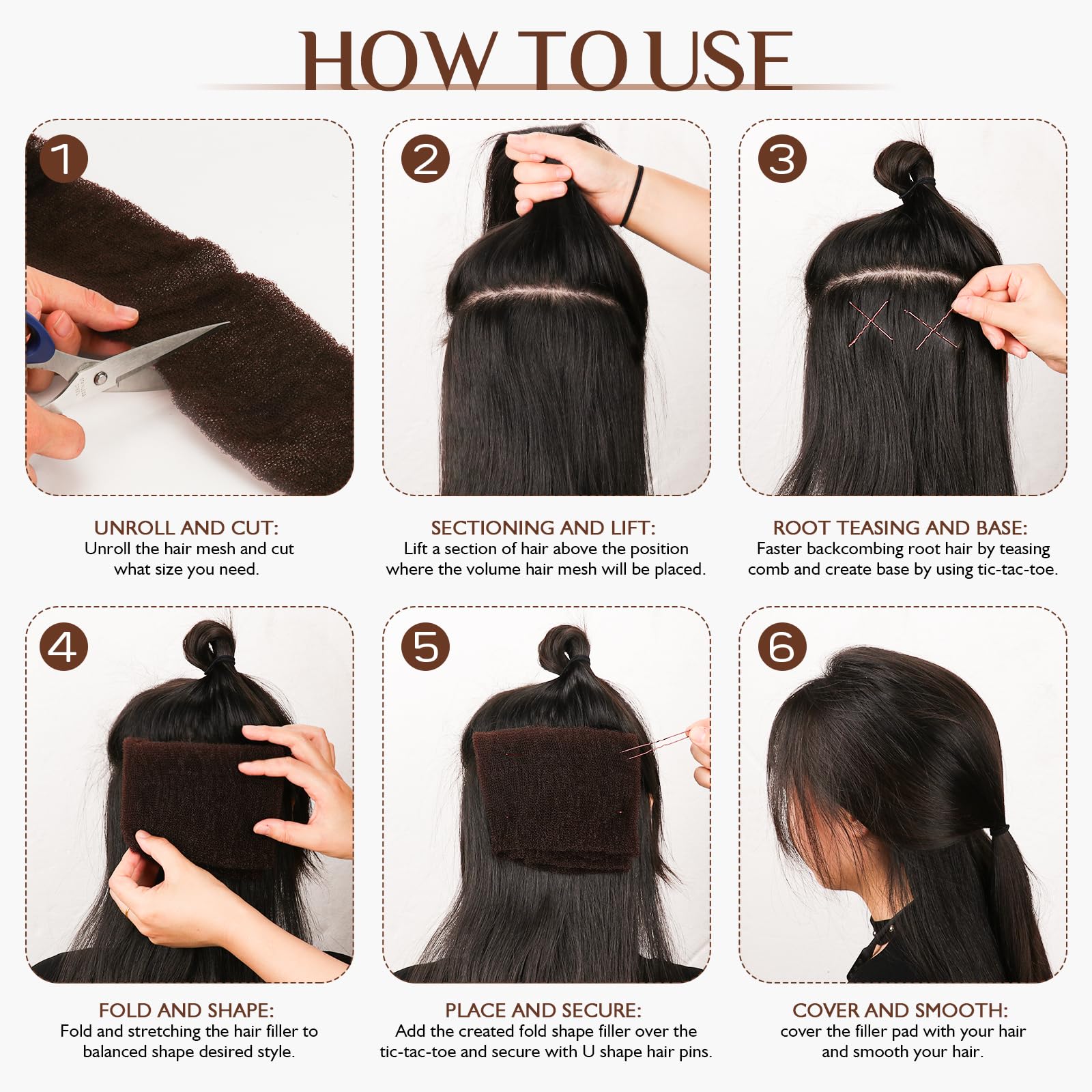 Esponja de pelo para recogido donas de volumen marrón oscuro