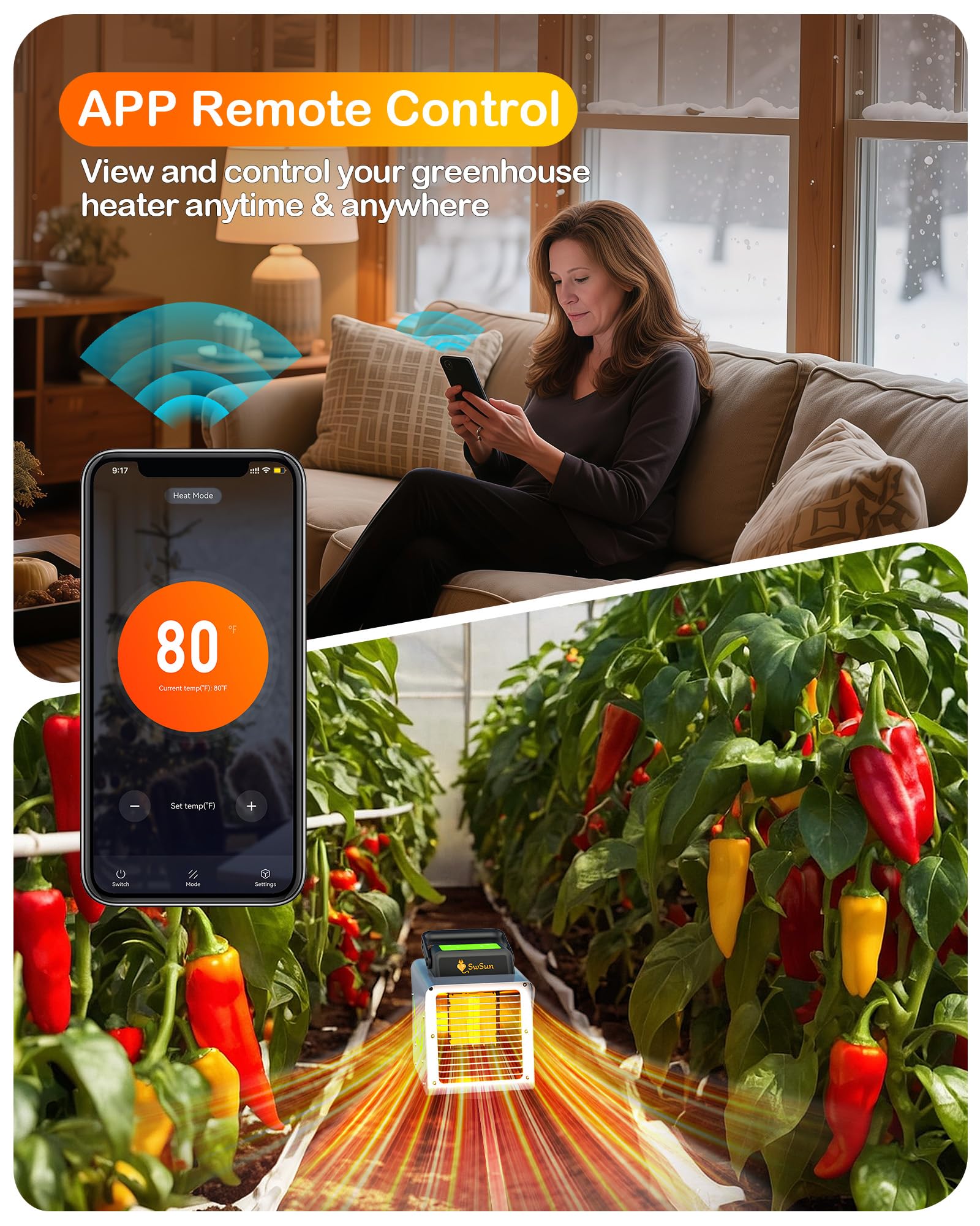 Greenhouse Heater with WiFi - Warm Your Plants! -3