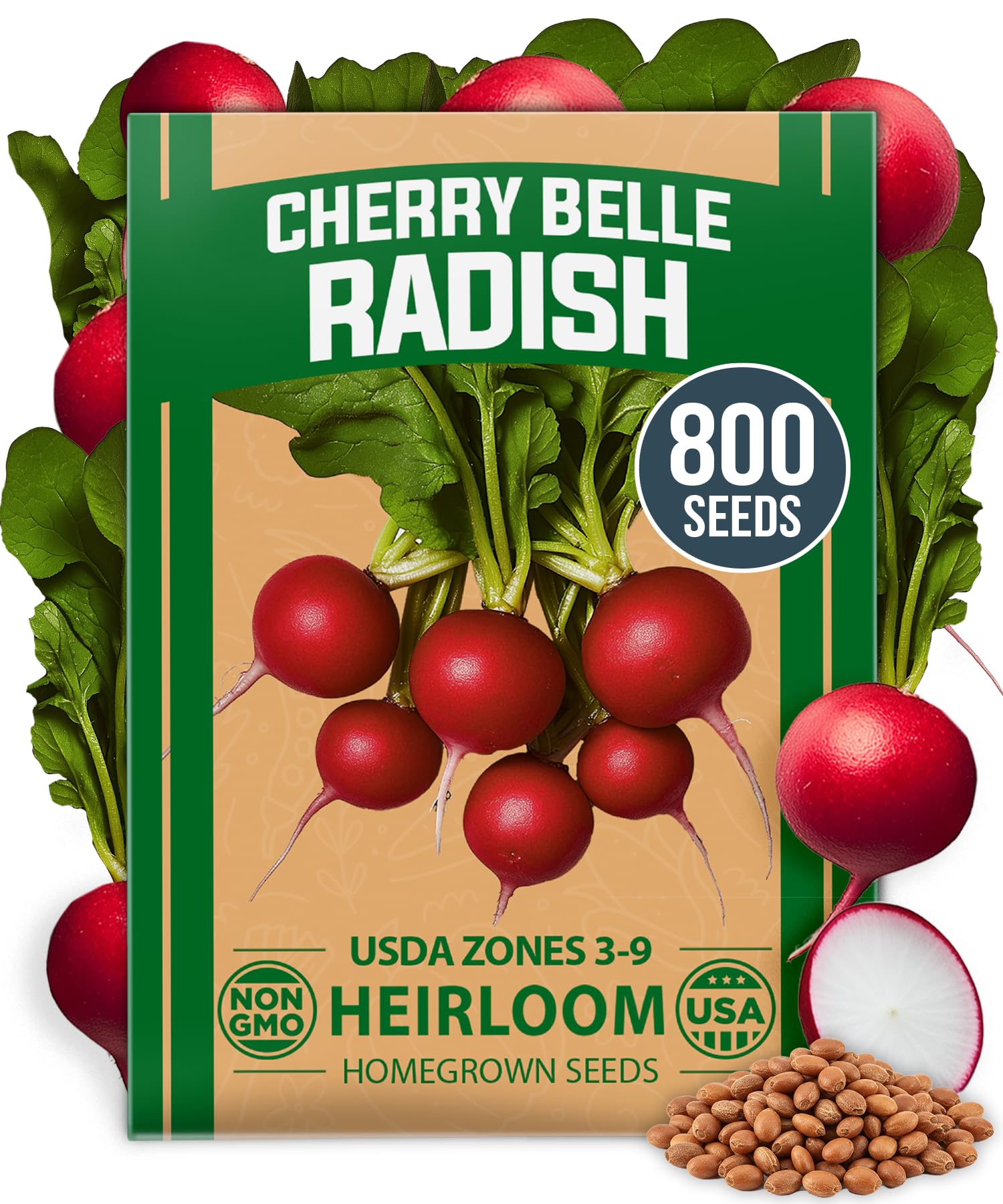 Cherry Belle - Semillas de rábano – Más de 800 semillas de vegetales tradicionales sin OMG para plantar al aire libre – Cosecha en 30 días – Rábanos rojos para jardines de primavera y otoño