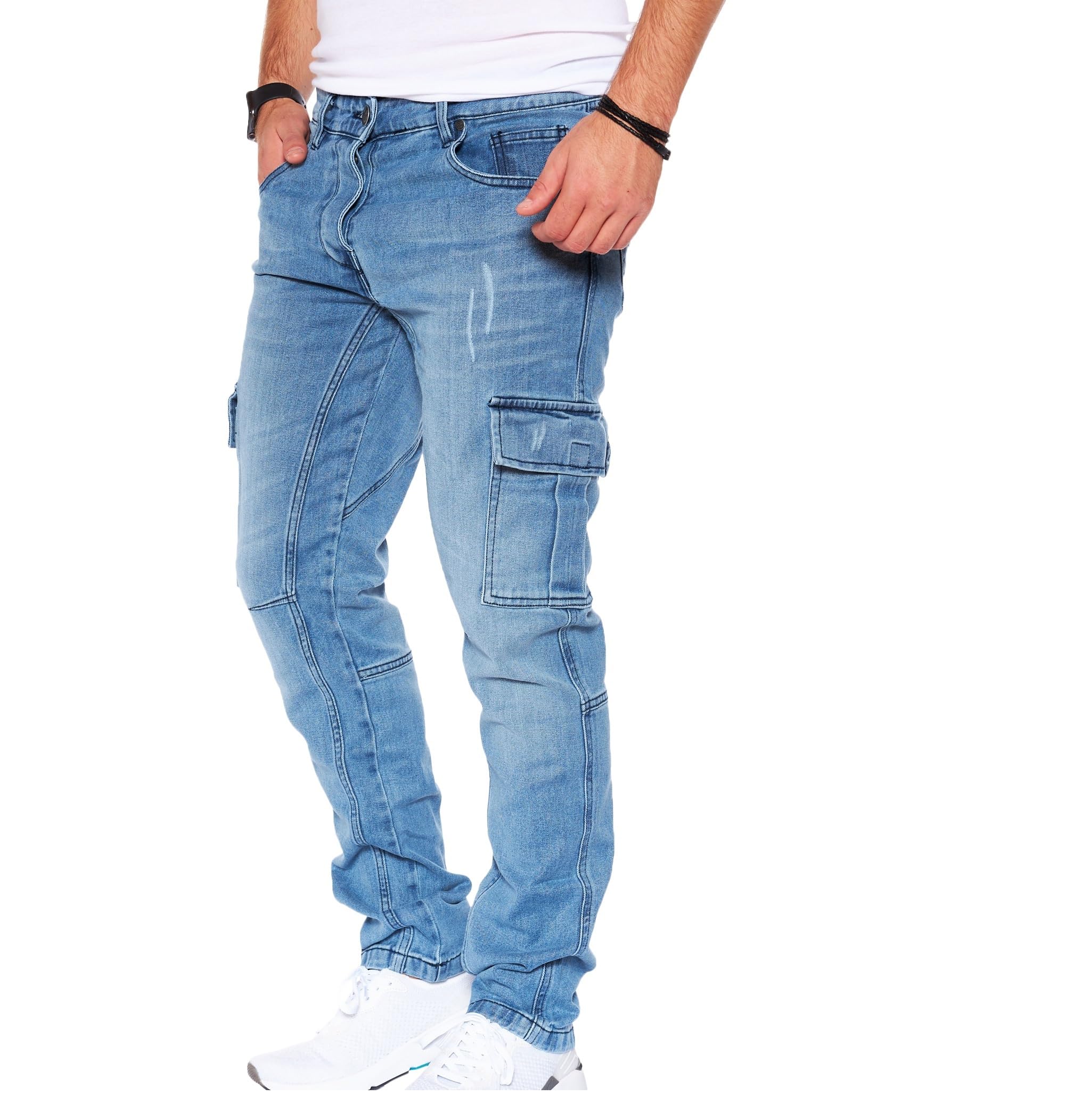 SS8003 Herren Cargo Jeans Herren Jeans Hose für Männer Jungen Regular Slim fit Denim Destroyed Jogger Freizeithose Casual Stretch Jeans