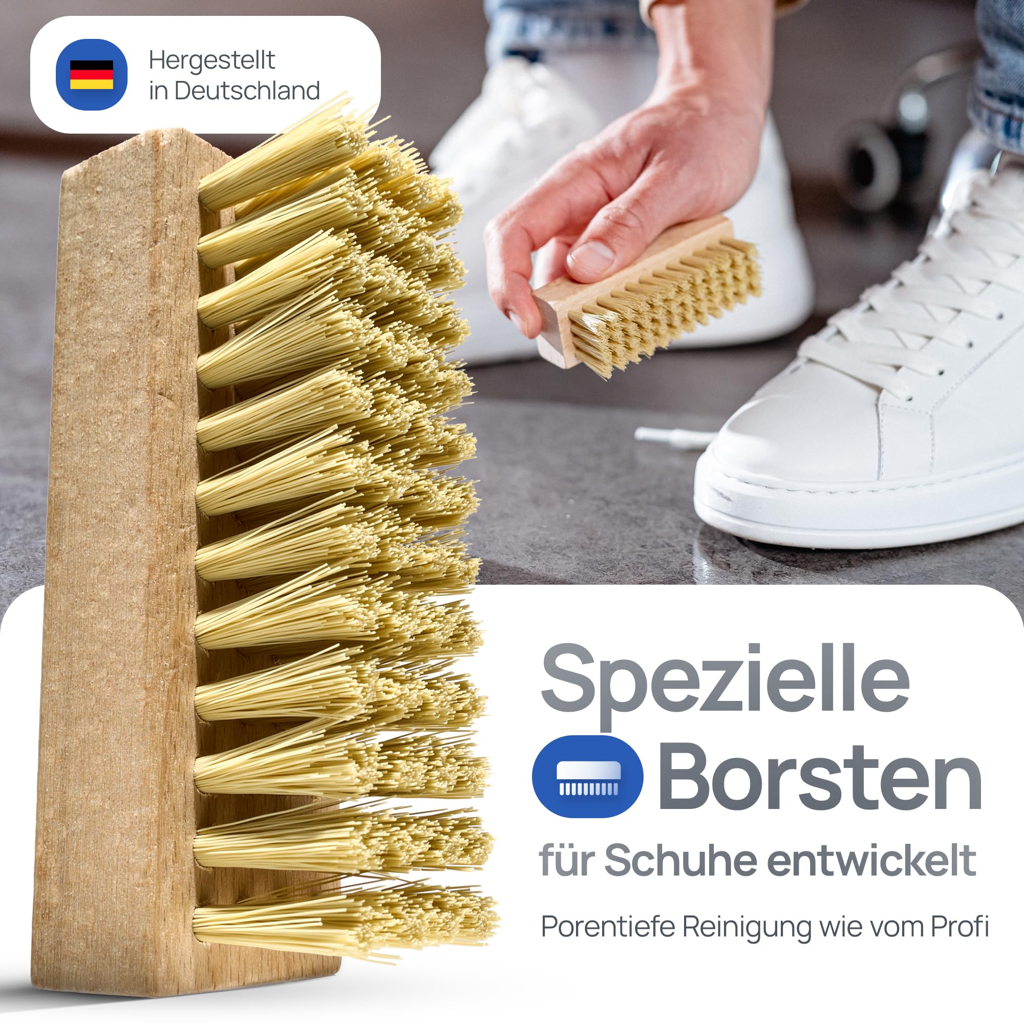 PRAXS® Sneaker Cleaner Premium Set 125 ml – Schuhreiniger & Sneaker Reiniger für weiße Schuhe, Wildleder, Nubuk, Suede & Mesh | biologisch abbaubar | Wildleder Reiniger inkl. Bürste & Mikrofasertuch