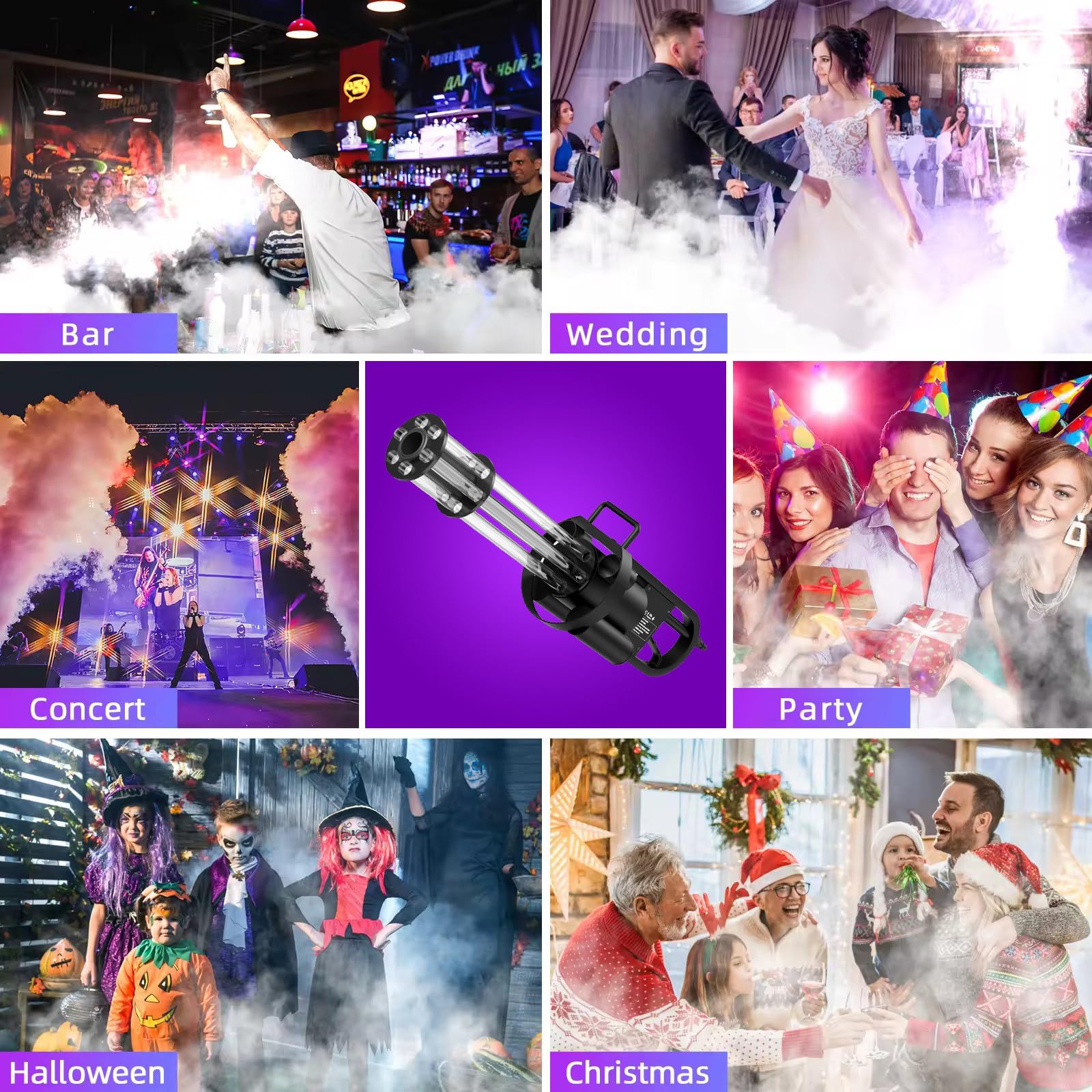 Máquina Jet CO2 LED Profesional, Cañón de Humo CO2 con Luces LED Multicolor Rotativas, Efecto Especial para Bares, Discotecas, Salas de Concierto, Eventos y Bodas, Alcance 8-10m