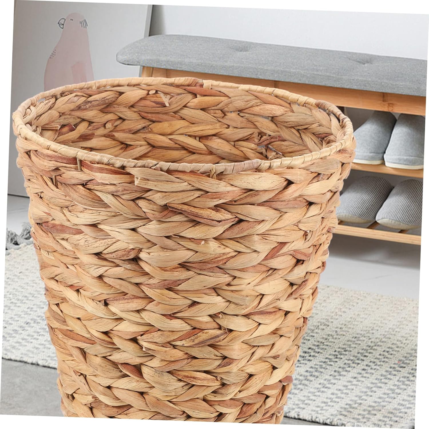Hand Woven Storage Basket for Home Organization Multi-Purpose Woven Basket Sturdy Rope Material for Living Room Bedroom and Bathroom Decorative Tabletop Storage