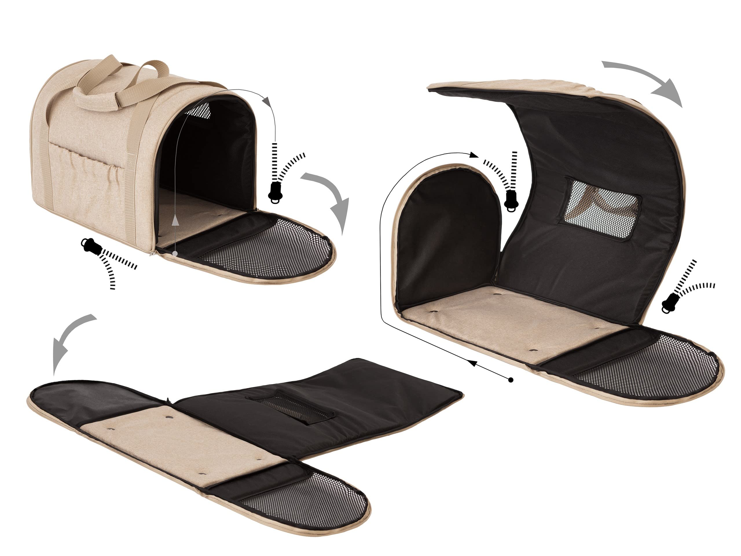 Bolsa de transporte para gatos, bolsa de transporte para mascotas, plegable, bolsa de transporte para perros o gatos, color beige, tamaño 2: 31 x 49 x 31 cm