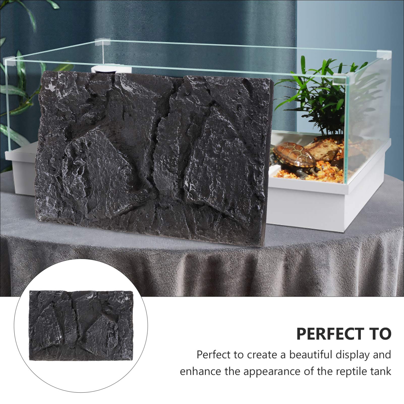 Alipis 3D Pu Material Turtle Tank Background Board Reptile Habitat Decor 17.7X11.8 Inch Aquarium Wall Mounted Terrarium Backdrop - Image 3