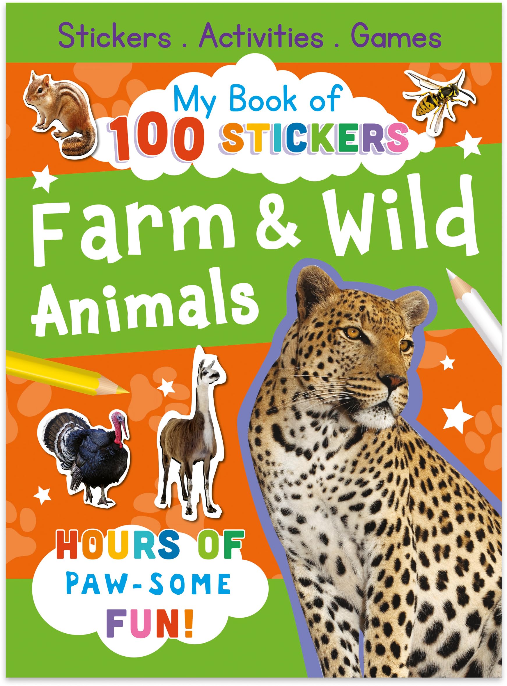 My Book of 100 Stickers: Farm & Wild Animals (Paperback Book)