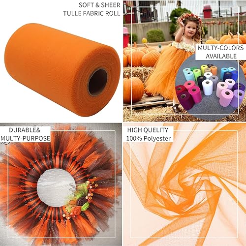 Miniatura 16 de Rollos de tela de tul rojo de 6 pulgadas por 100 yardas (300 pies), carrete de tela, cinta de tul para envoltura de regalos de Navidad, lazo de tutú