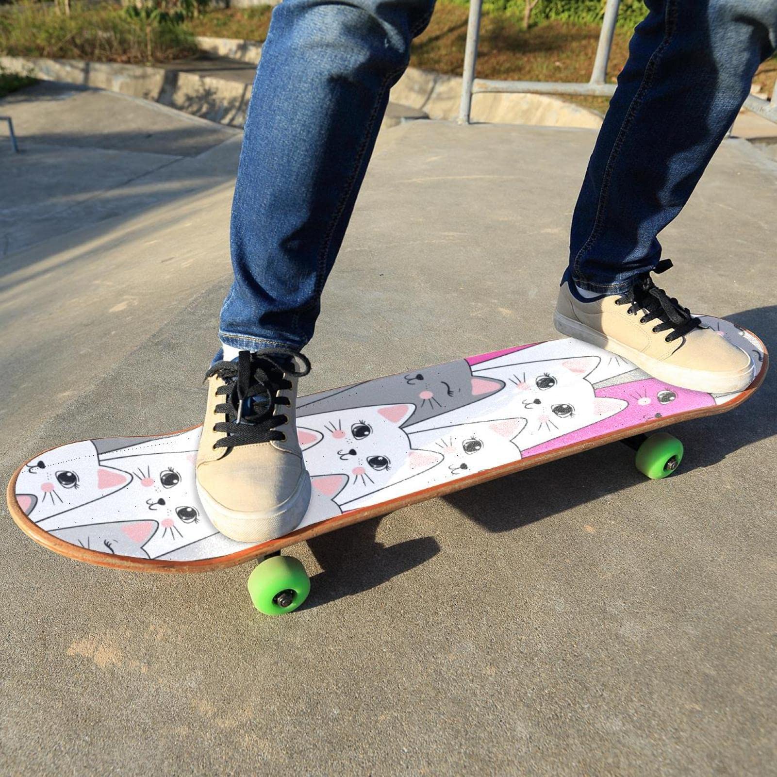 Skateboard-Griptape mit niedlichem Cartoon-Katzenmotiv, 2 Stück