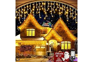 Icicle Christmas Lights Outdoor with 66ft 640 LED for House Holiday
