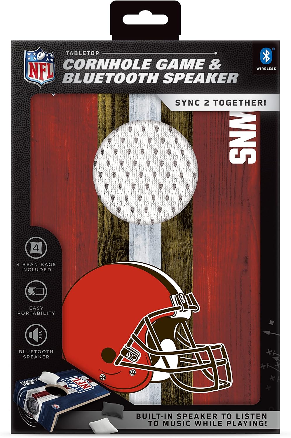 SOAR NFL Unisex Tabletop Cornhole Game and Bluetooth Speaker