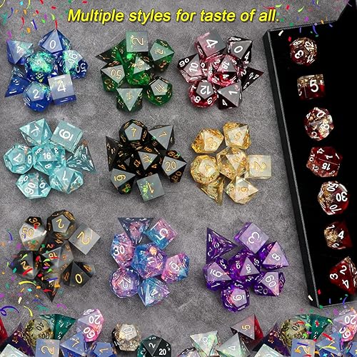 Miniatura 7 de Haxtec Juego de dados DND de metal negro y azul con juego de dados misteriosos y afilados