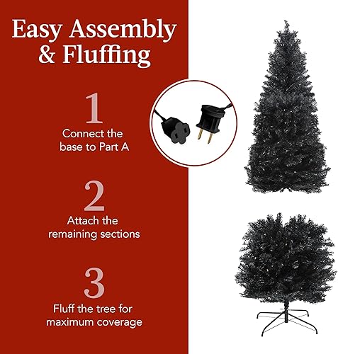 Miniatura 56 de Best Choice Products Árbol de Navidad blanco preiluminado, decoración artificial delgada de 6 pies con luces blancas incandescentes, árbol delgado