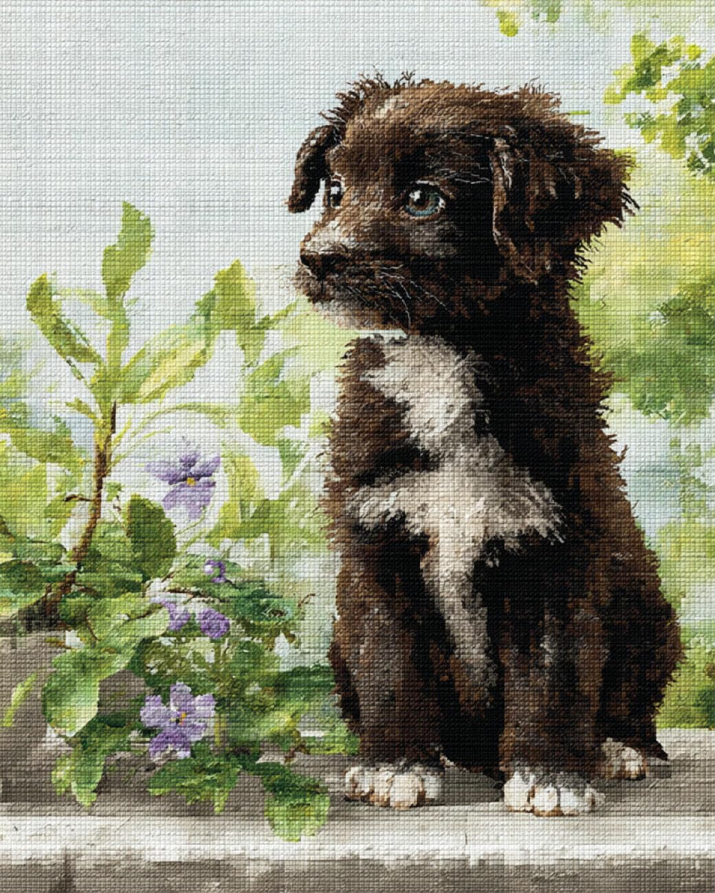 AxiangziK DIY Stamped Cross Stitch Kits Cartoon Dog 11CT 50x70cm