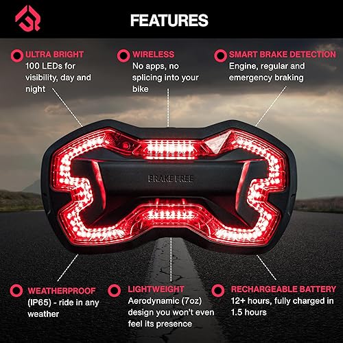 Miniatura 5 de Luz de Casco Brake Free - Luces Inteligentes Inalámbricas para Motocicleta - Luz LED para Casco de Motocicleta Resistente a la Intemperie - Diseño