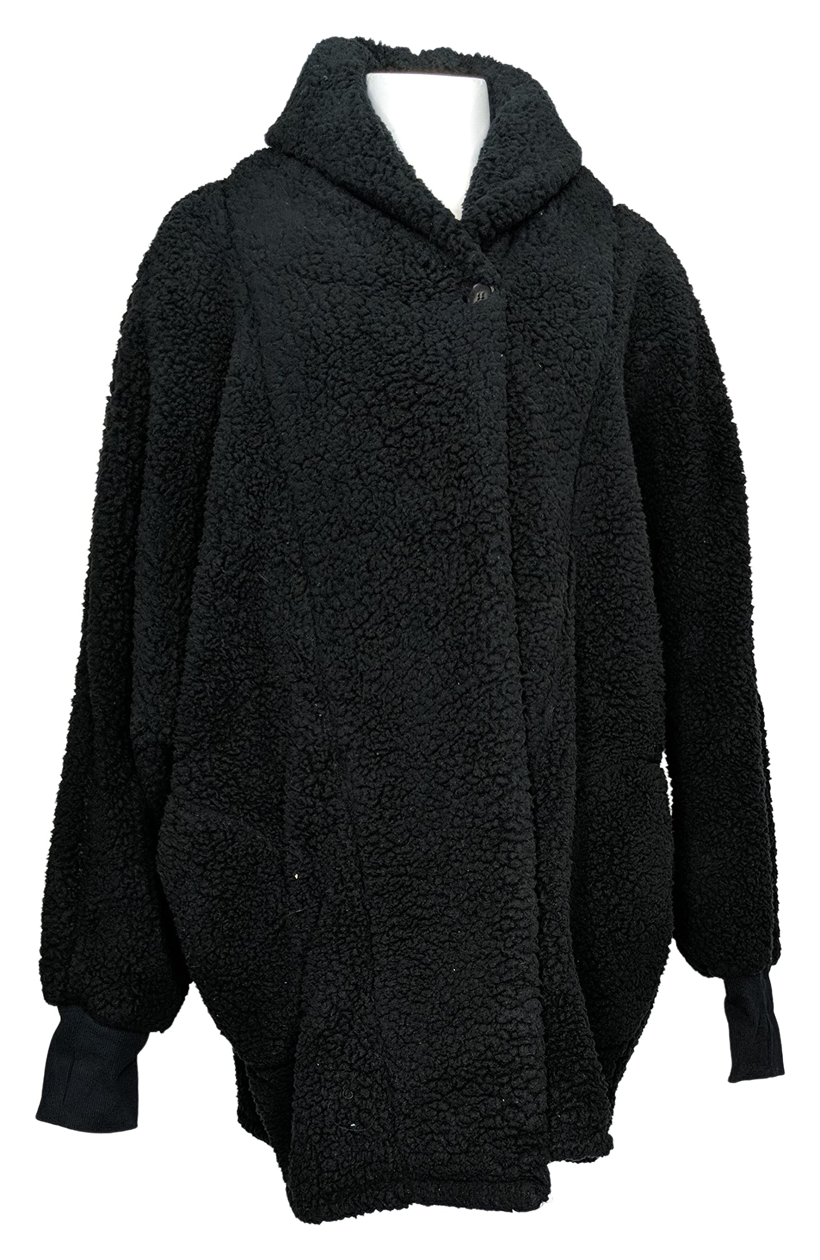 BumbleBella by Jill Martin Women's Size L Sherpa Shawl Collar Button Black A521465