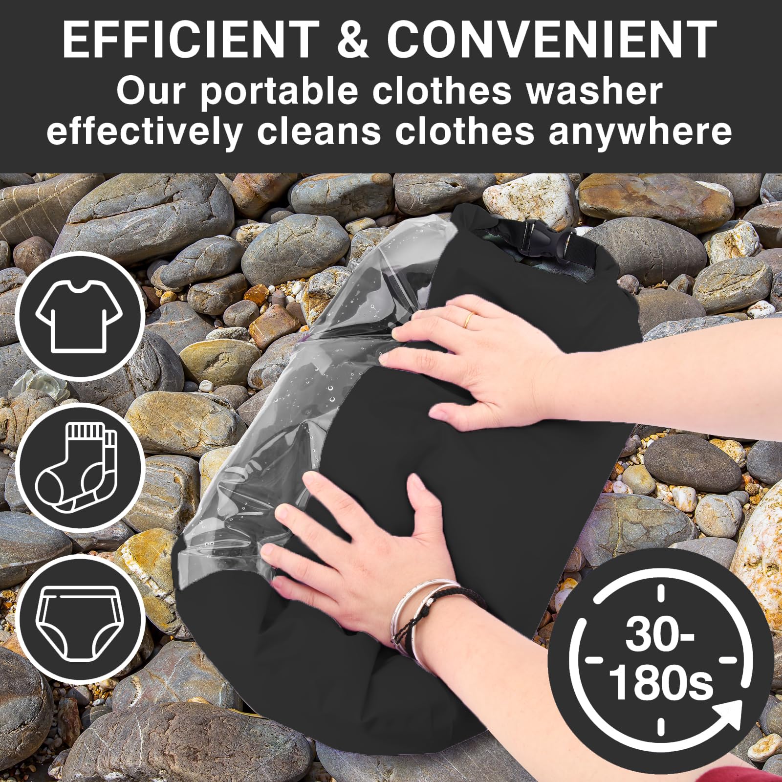 Travel Washing Machine & Retractable Clothesline, Hand Washing Machine & Portable Clothes Washer - Image 2