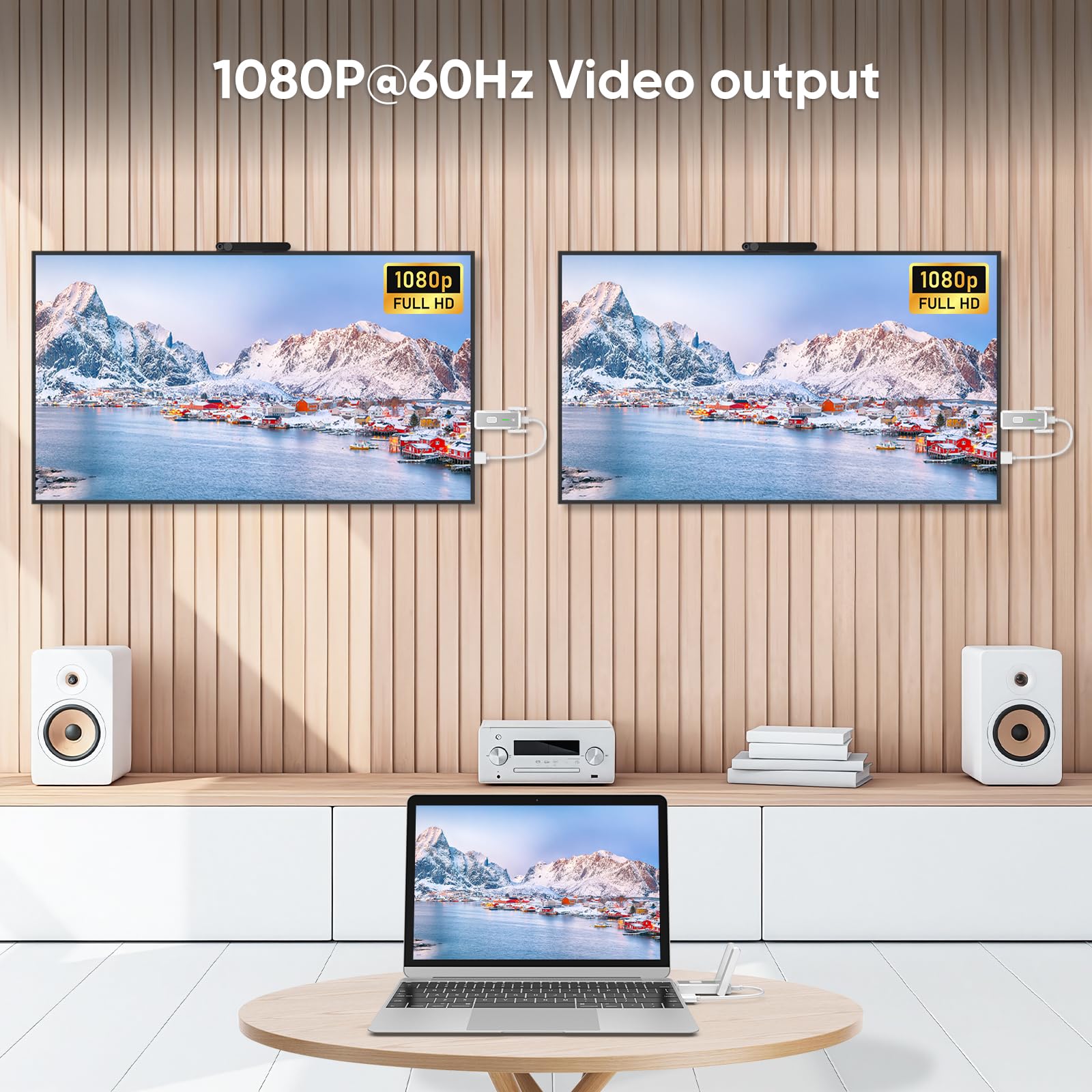Trasmettitore HDMI Wireless e 2 Ricevitori, Portata 150m HDMI Wireless, 1080P@60Hz Doppia Banda 2.4G/5G per Streaming, Conferenze da PC a TV/Monitor/Proiettori, Plug and Play