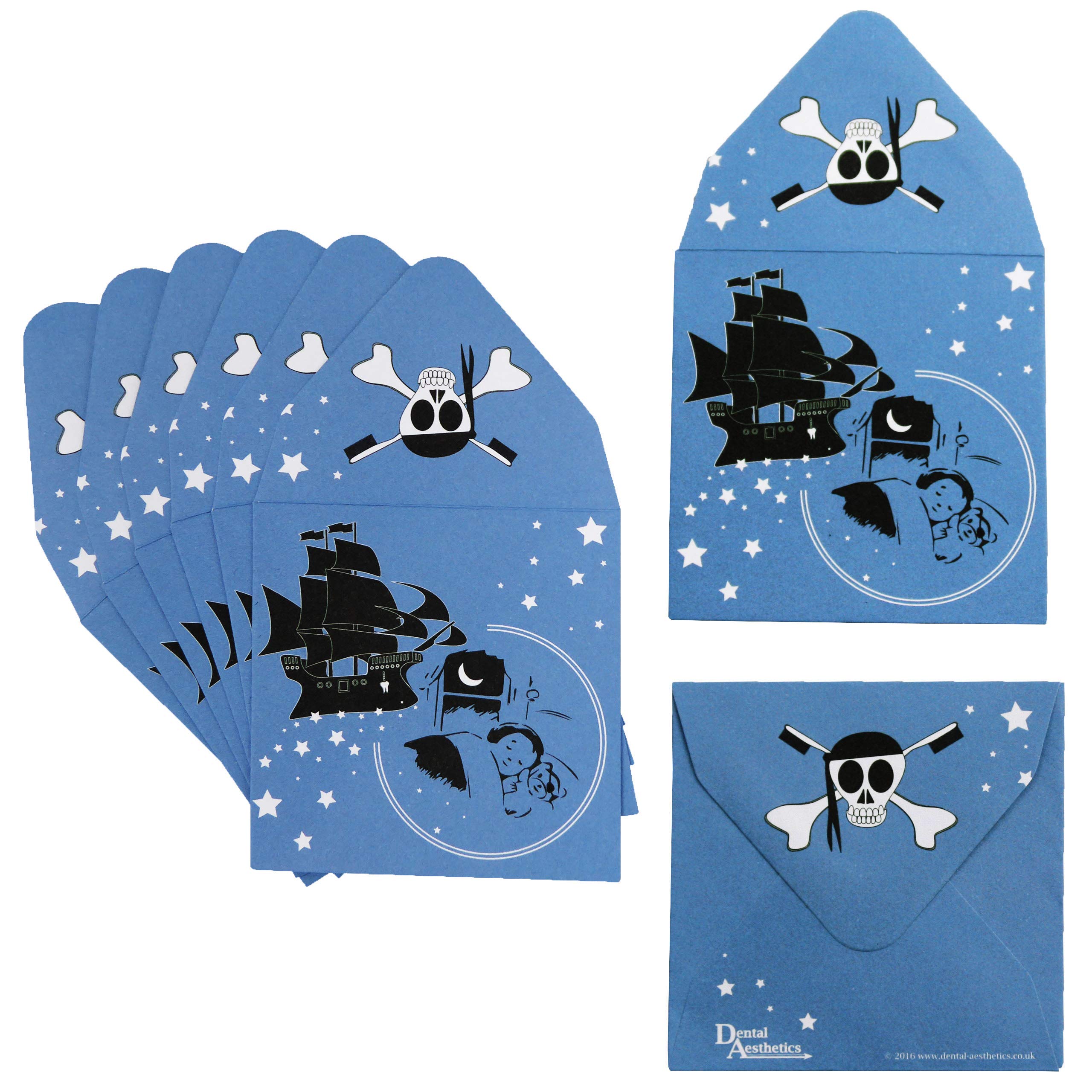 Pirate Tooth Fairy Envelopes (School Bulk Pack of 80), Blue, 6.5cm x 6.5cm