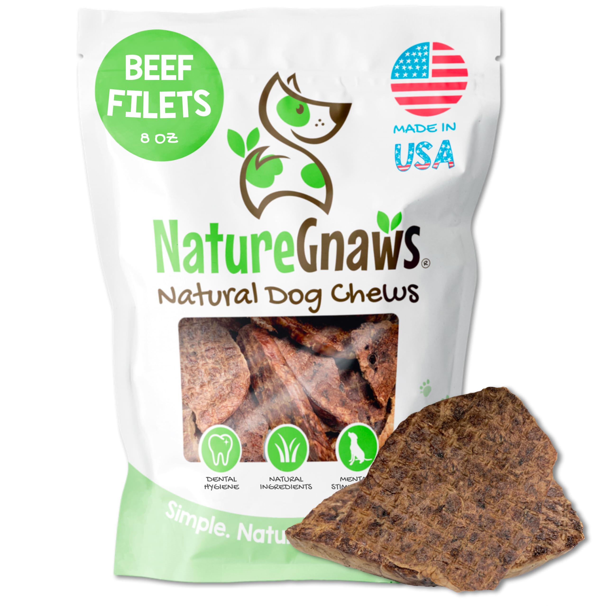 Nature Gnaws USA Beef Lung Filets for Dogs (8oz) - Single Ingredient Natural Dog Chew Treats – Made in USA - Rawhide Free