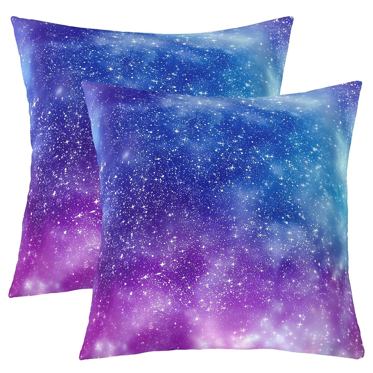 jejeloiu Glitter Galaxy Throw Pillow Covers Set of 2 Purple Tie Dye Rainbow Square Cushion Covers Lovely Rainbows Pillow Case Colorful Cushion Case
