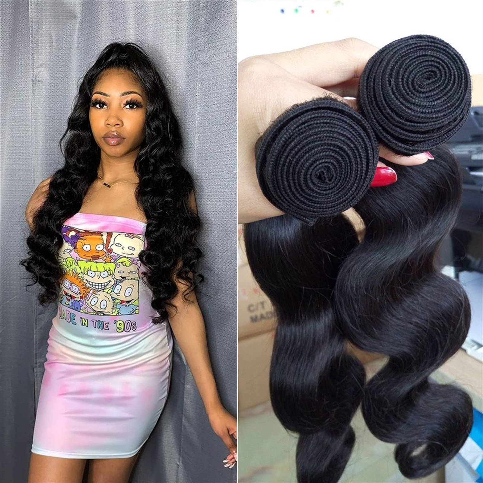 Paquetes de Cabello Onda corporal 3 PCS TRABAJA Y 1 PC Paquetes de cierre peruanos Paquetes de tejido for el cabello con 4x4 Cierre de encaje Remy Human Hair Weave Bundles for mujeres negras Extension