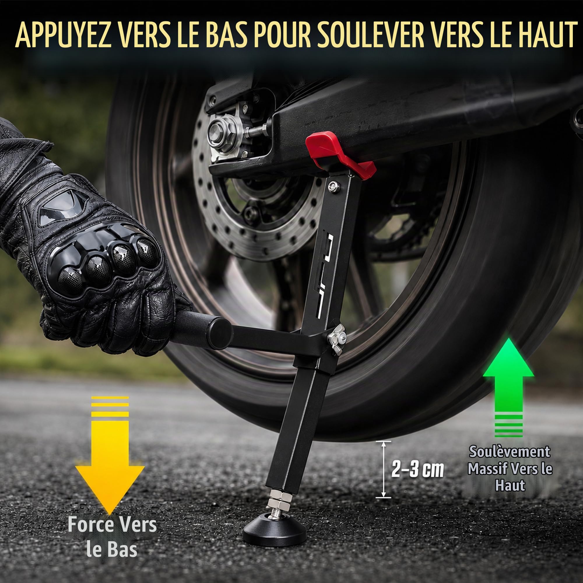 Support de levage de roue arrière et avant de moto, facile et portable, deuxième génération pour la plupart des roues de moto