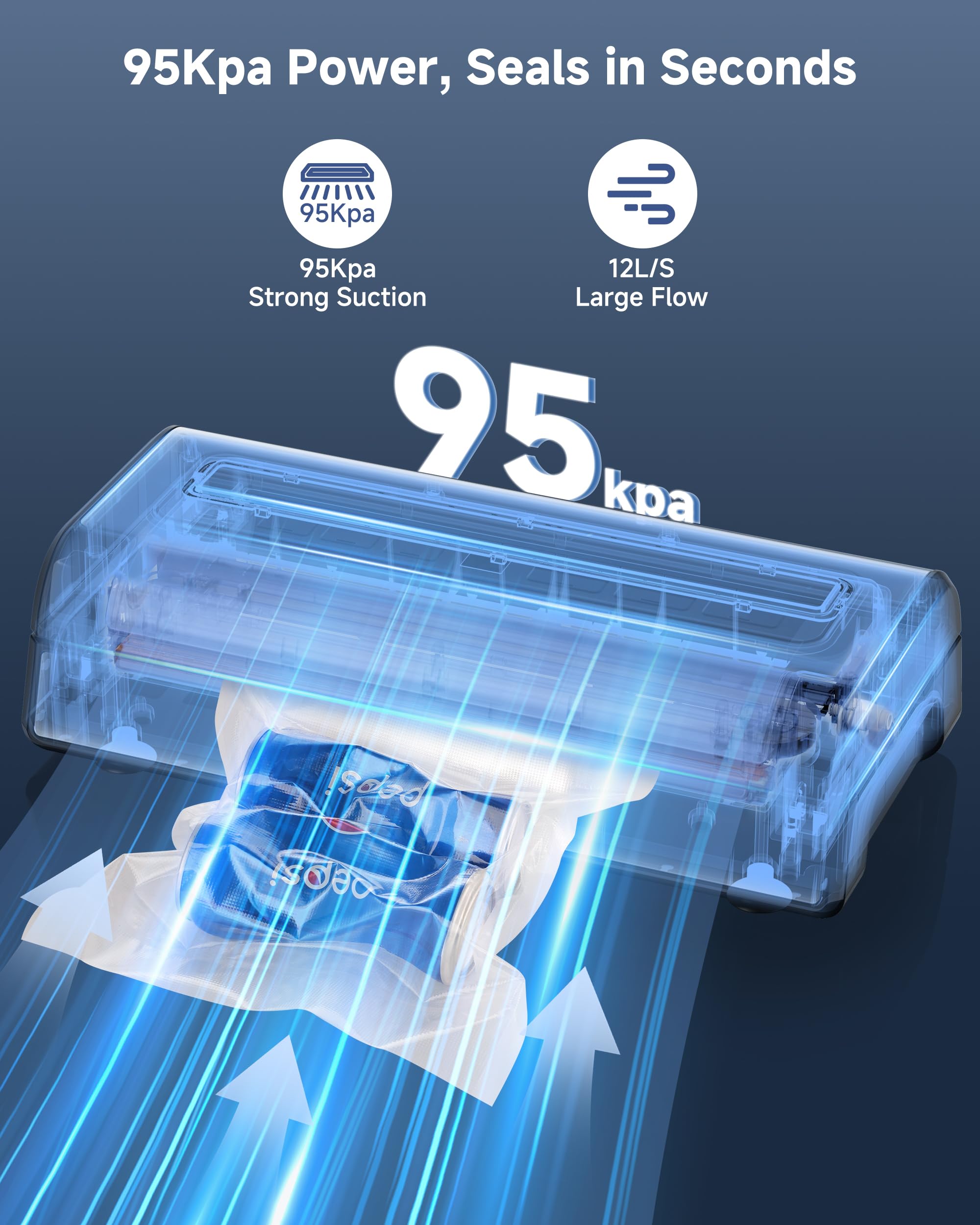 AAOBOSI Sellador al vacío de 95 kPa para carnes, líquidos, Sous Vide y
