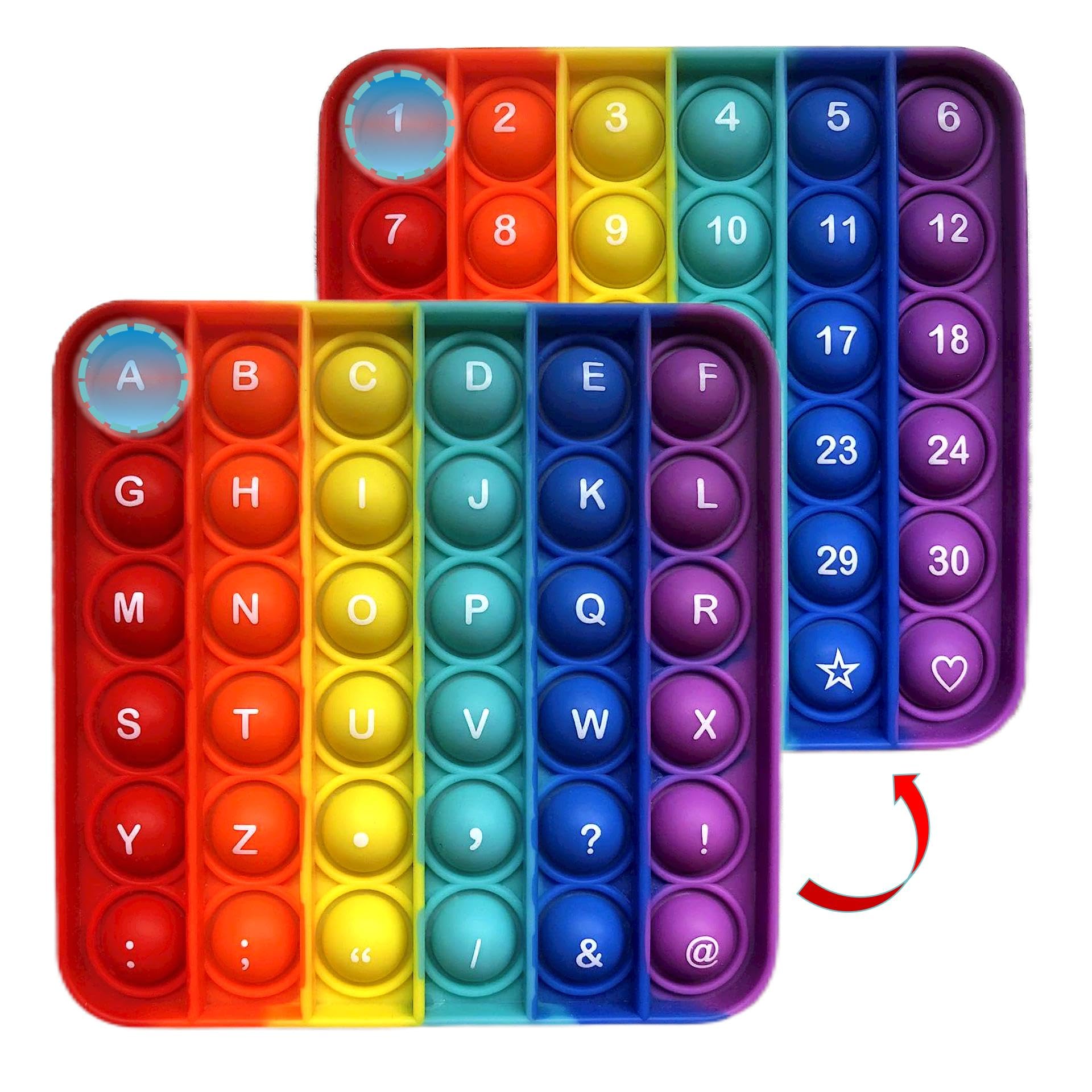 Alphabet Number Fidgety Popper (1 Pcs), ABC Learning & Educational Letter Popper Game, Stress Relief Autism Sensory Toys, Preschool Kindergarten Classroom Must Haves, Homeschooling Supplies