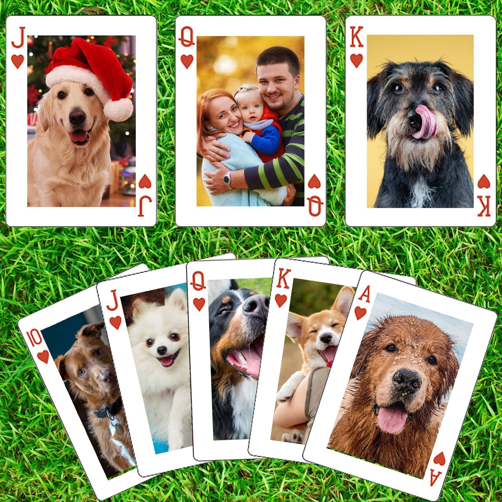 Custom Playing Cards Personalized with Your Photo Picture Both Sides, Unique Deck Card Games Gifts for Dog Pet Businesses Family Graduation Wedding Anniversary Valentines Christmas New Year Party