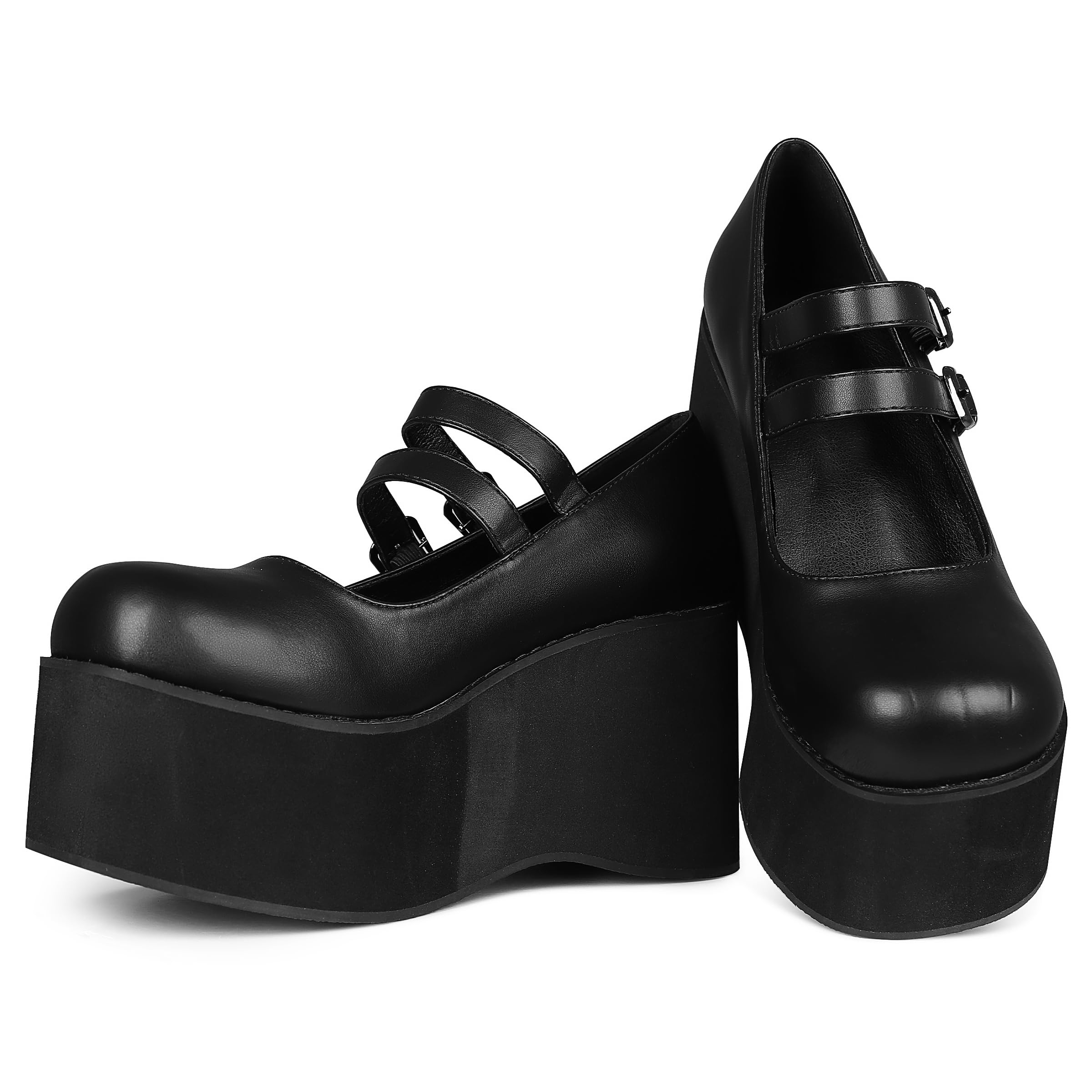 CELNEPHO Mary Jane Shoes Women Cute Ankle Strap Platform Wedge High Heel Pumps Gothic Party Dress Shoes for Women