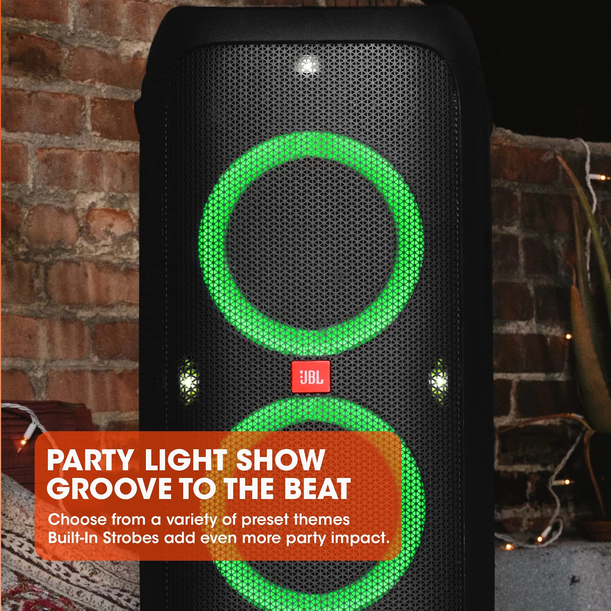 JBL PartyBox 310MC, Speaker Portatile per Feste, con Effetti di Luci, Microfono Cablato JBL, Design IPX4 Resistente agli Schizzi, 18 Ore di Riproduzione, Nero