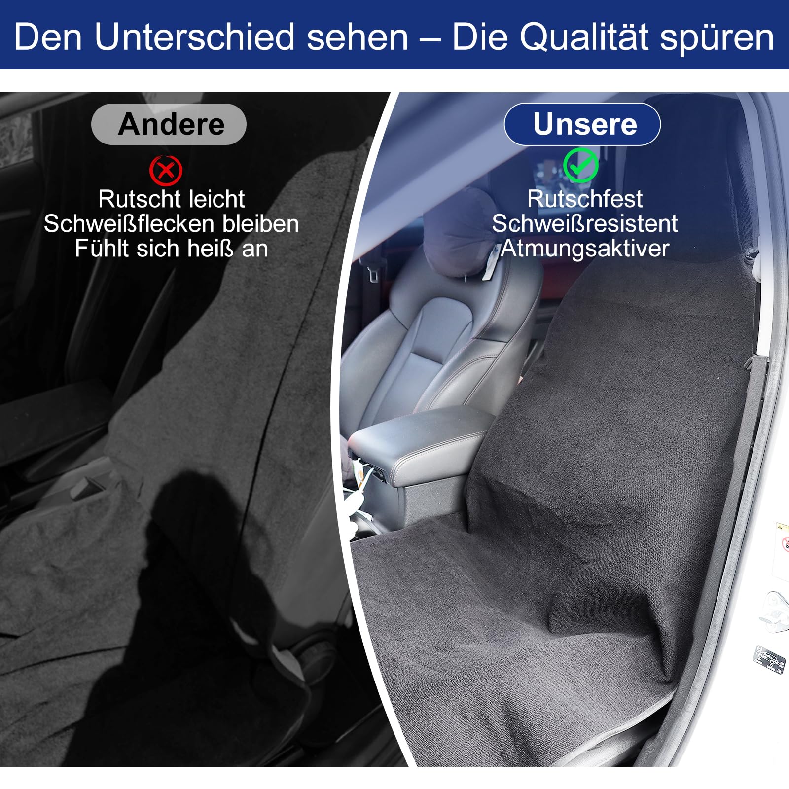 Housse de siège de Voiture en Serviette imperméable - Protection Universelle antidérapante et résistante à la Sueur pour siège Avant, pour Salle de Sport, Course, Natation et Plage