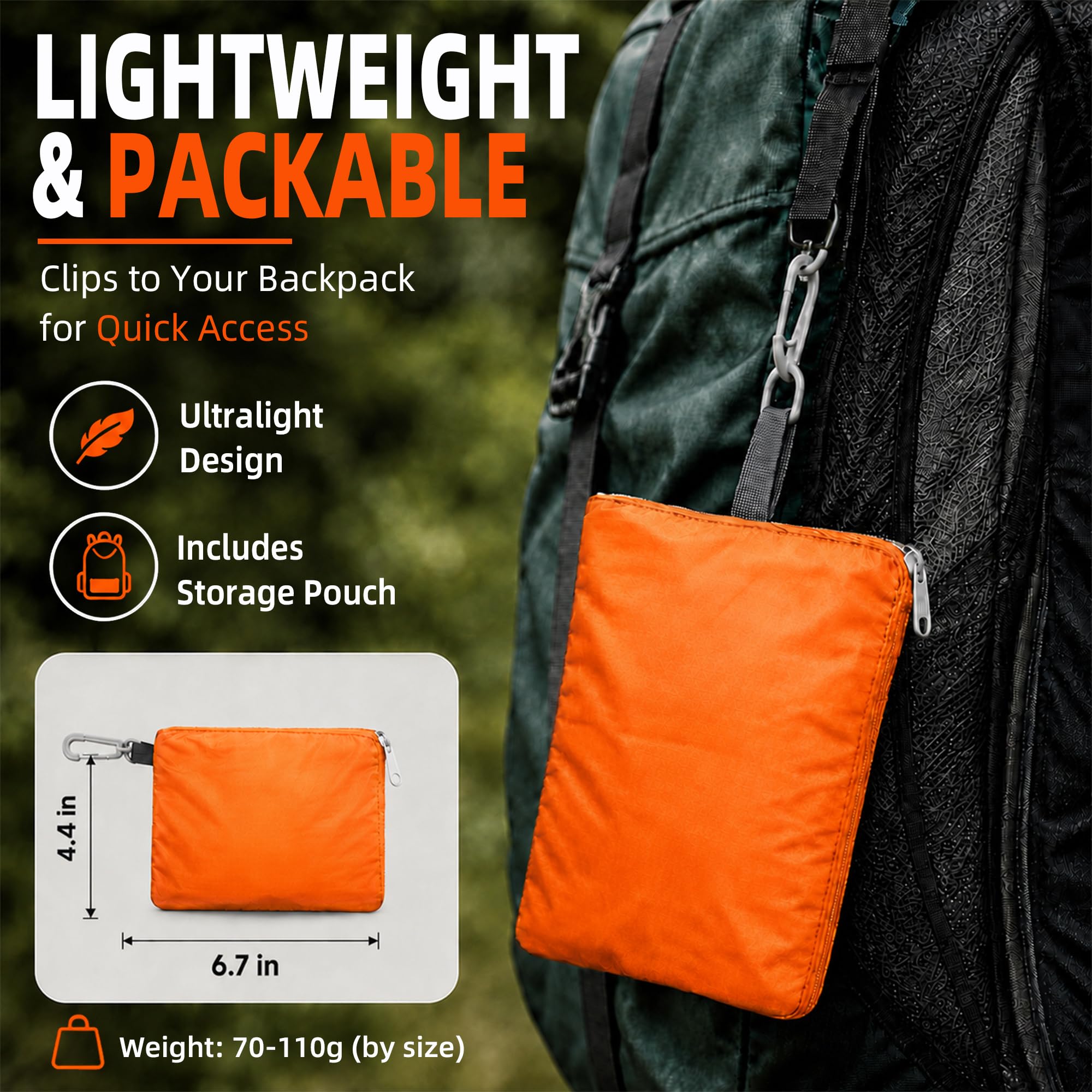 Frelaxy Mochila Impermeable para Lluvia, Triple Impermeable, Antideslizante, Correa de Hebilla Cruzada, Ultraligera, compacta, portátil, para Senderismo, Camping, Ciclismo, Viajes al Aire Libre