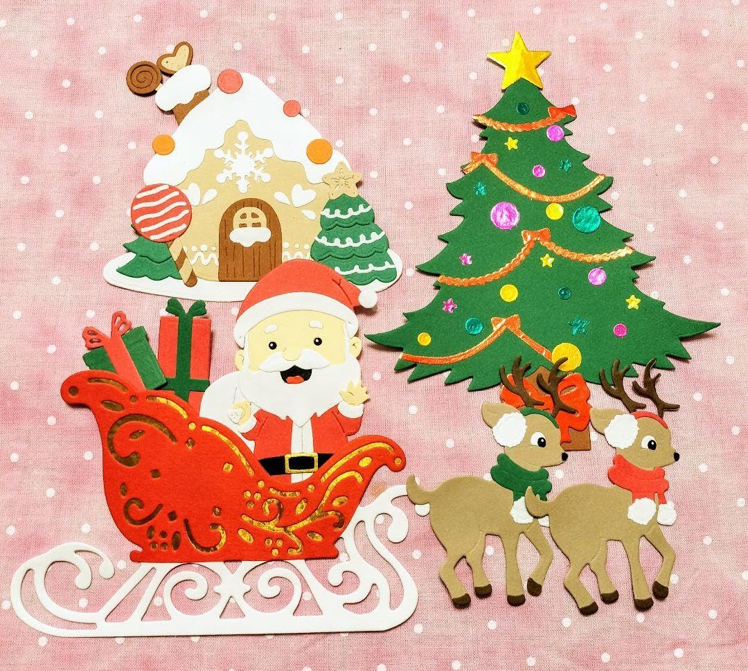 オーダー受付中★クリスマスセット①★サンタ★トナカイ★ダイカット★クラフトパンチ Amazon.co.jp: サンタとトナカイセットクリスマスツリーダイカット
