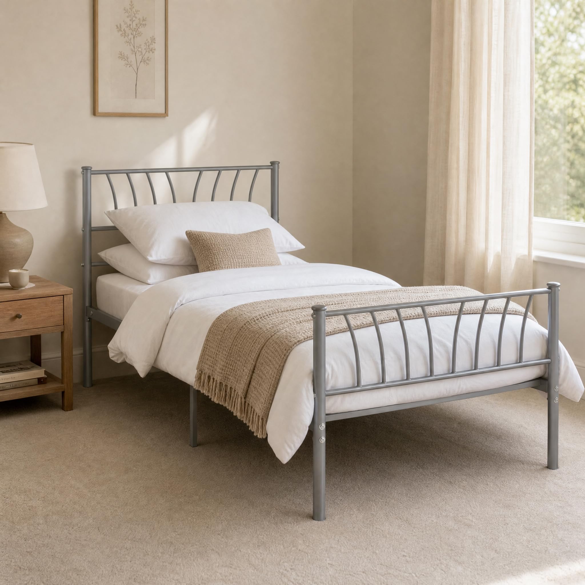 Seconique Harlow Silver Metal Bed Frame - 3ft Single