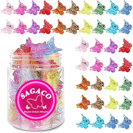 Women's, Girls' Glitter Butterfly Hair Clips - 50 Pack Y2k 90s Accessories