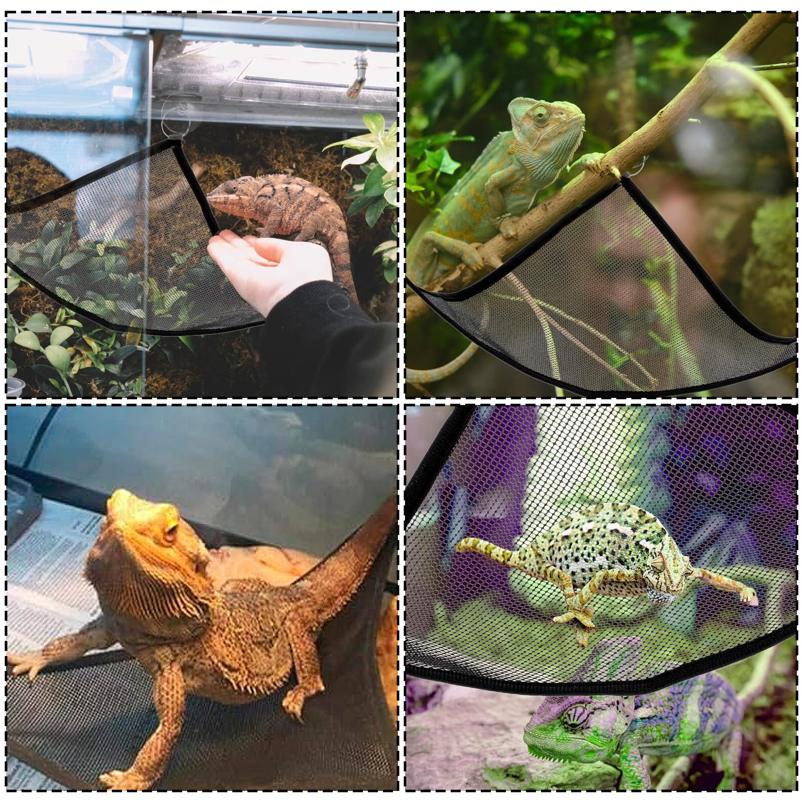 Lot de 2 hamacs en maille respirante pour reptile - Convient pour les dragons, lézards barbu, serpents, caméléons, geckos