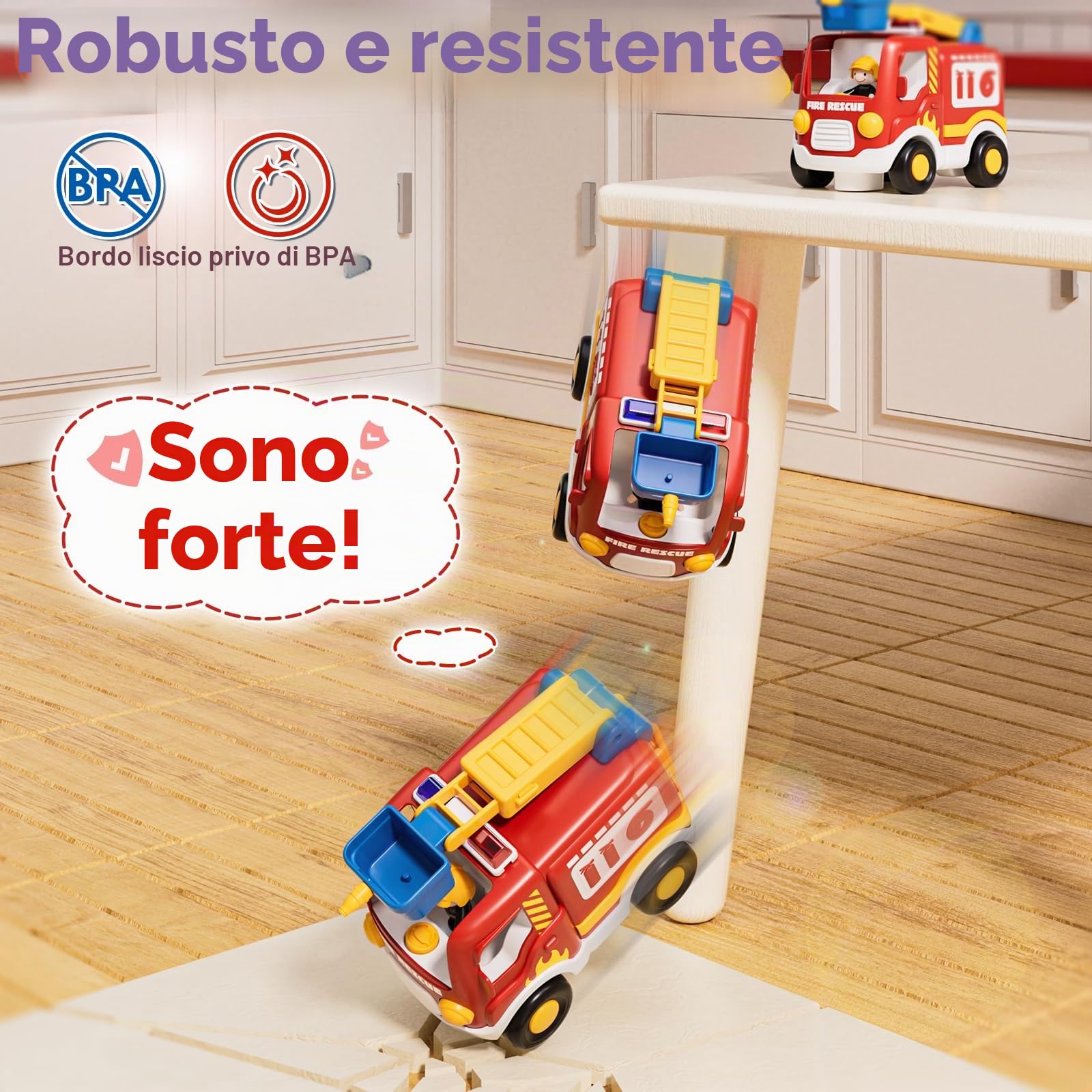 Lehoo Castle Macchina Telecomandata per Bambini, Camion Pompieri Giocattolo, Gioco Bambino 2 Anni, Regalo Bambino 2 Anni Maschio